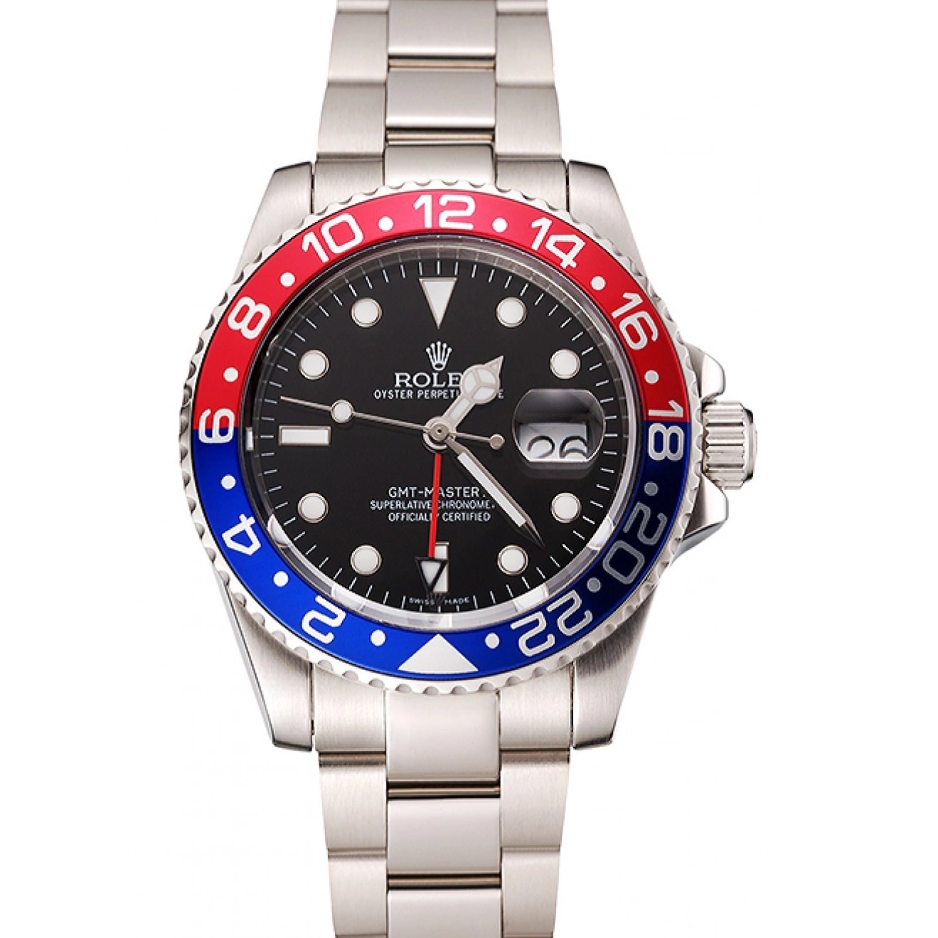 Case Stainless GMT Steel Rolex Black Swiss Pepsi Dial And Bracelet II Master 1453751 Bezel 0817